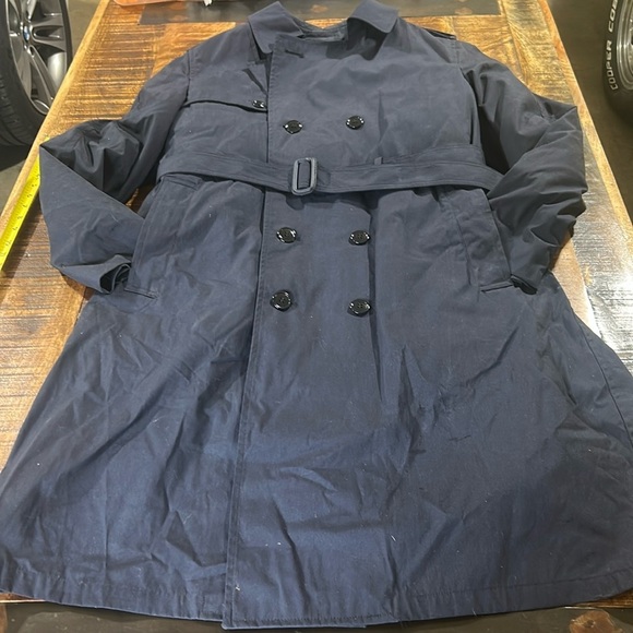 🇺🇸USAF US AIR FORCE BLUE ALL WEATHER TRENCH OVER COAT 44L P9768 with liner - Picture 1 of 11